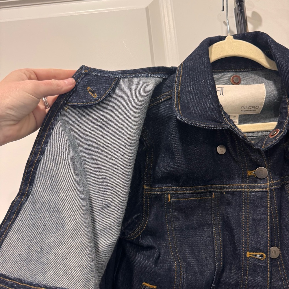 New Anthropologie Removable Capelet Denim Jacket Sz XS - Picture 5 of 7